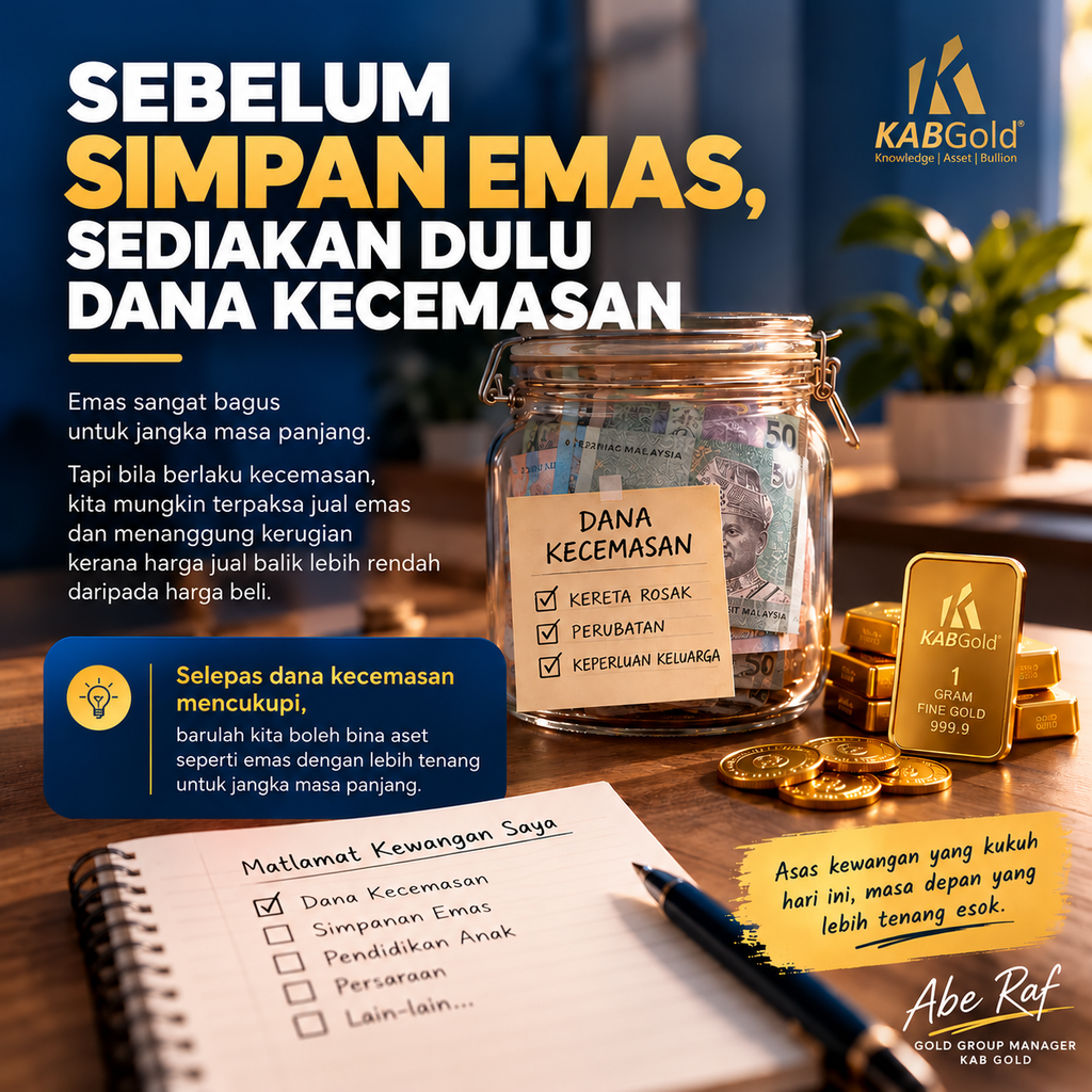 Infografik menyediakan dana kecemasan sebelum simpan emas